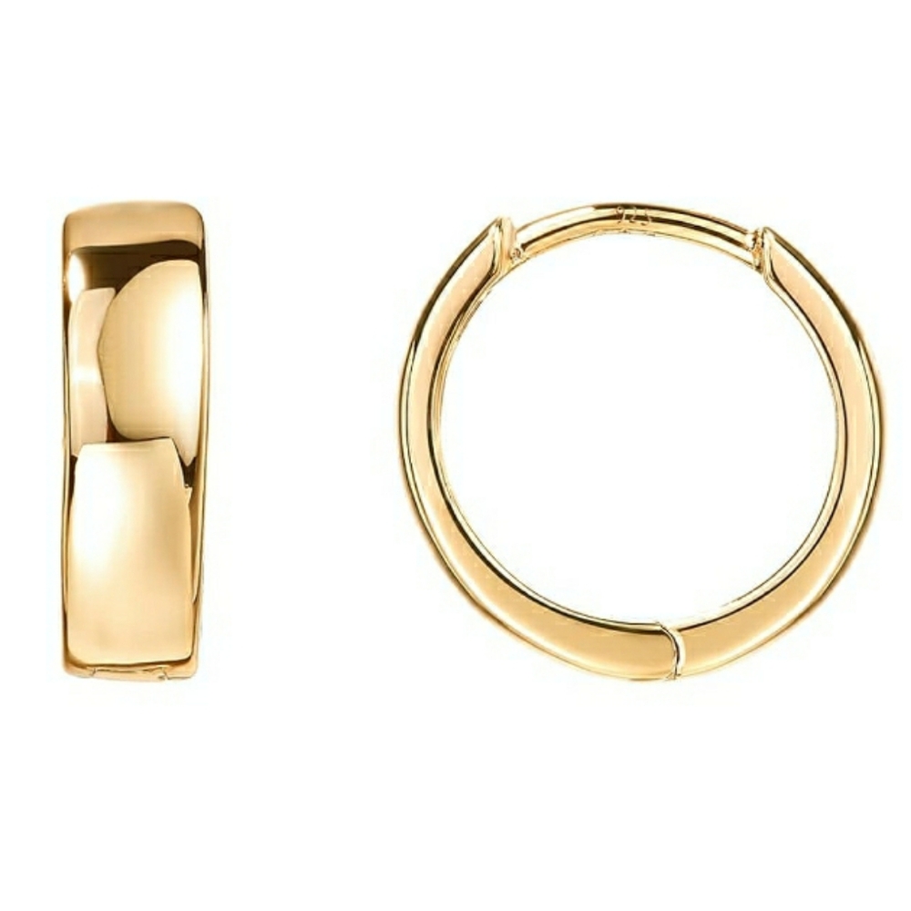 14K Gold Plated 925 Sterling Silver Post Huggie Earrings